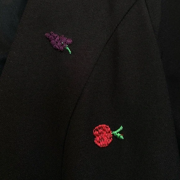 Abow Black Dress with Fruit Embroidery 🍉 🍎 🍌 Size 10 - Picture 7 of 16